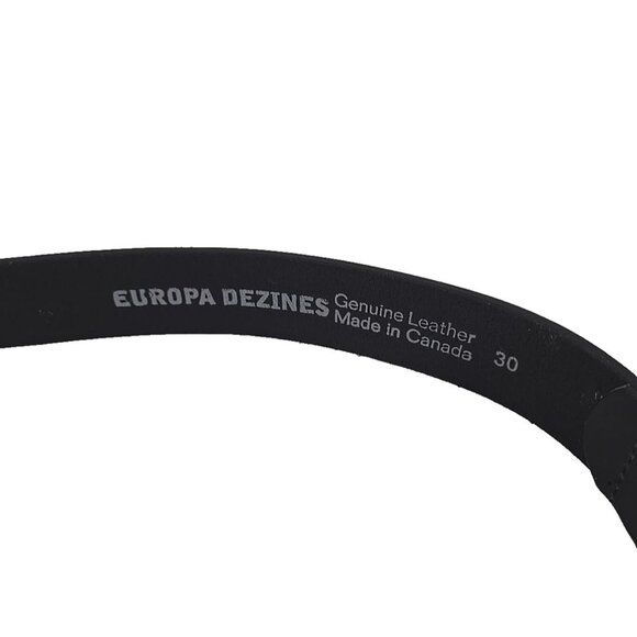 Europa Dezines Black Genuine Leather Belt Made in Canada Classic Style 30 - Picture 3 of 6